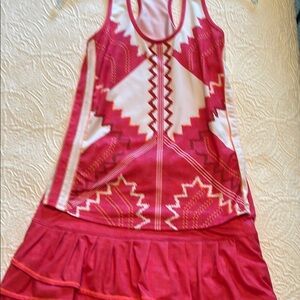 Lucky in Love Pink and White Tank Top and Matching Skirt